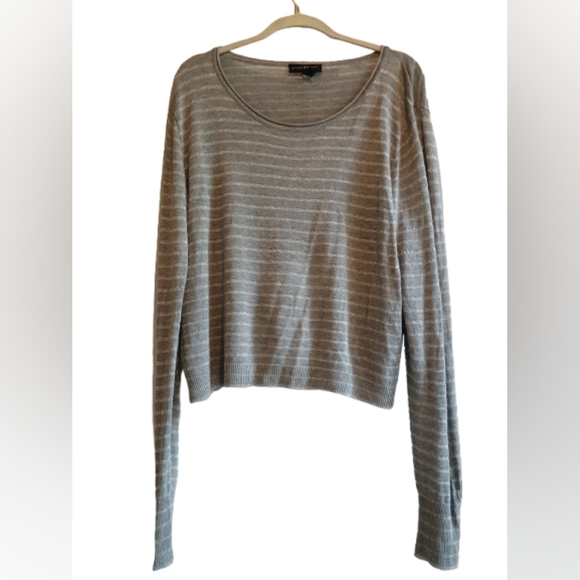 Lane Bryant Sweaters - Lane Bryant‎ Women's 2XL Gray White Striped Knit Sweater Plus Size 18/20...